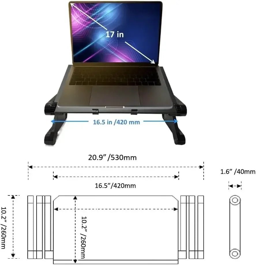 Portable Laptop Table Stand with Mouse Pad - Adjustable Aluminum Cooling Desk for Bed & Desktop - PureShop