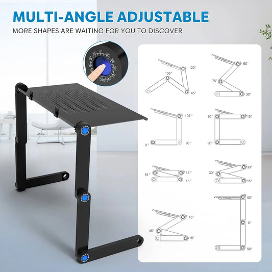 Portable Laptop Table Stand with Mouse Pad - Adjustable Aluminum Cooling Desk for Bed & Desktop - PureShop