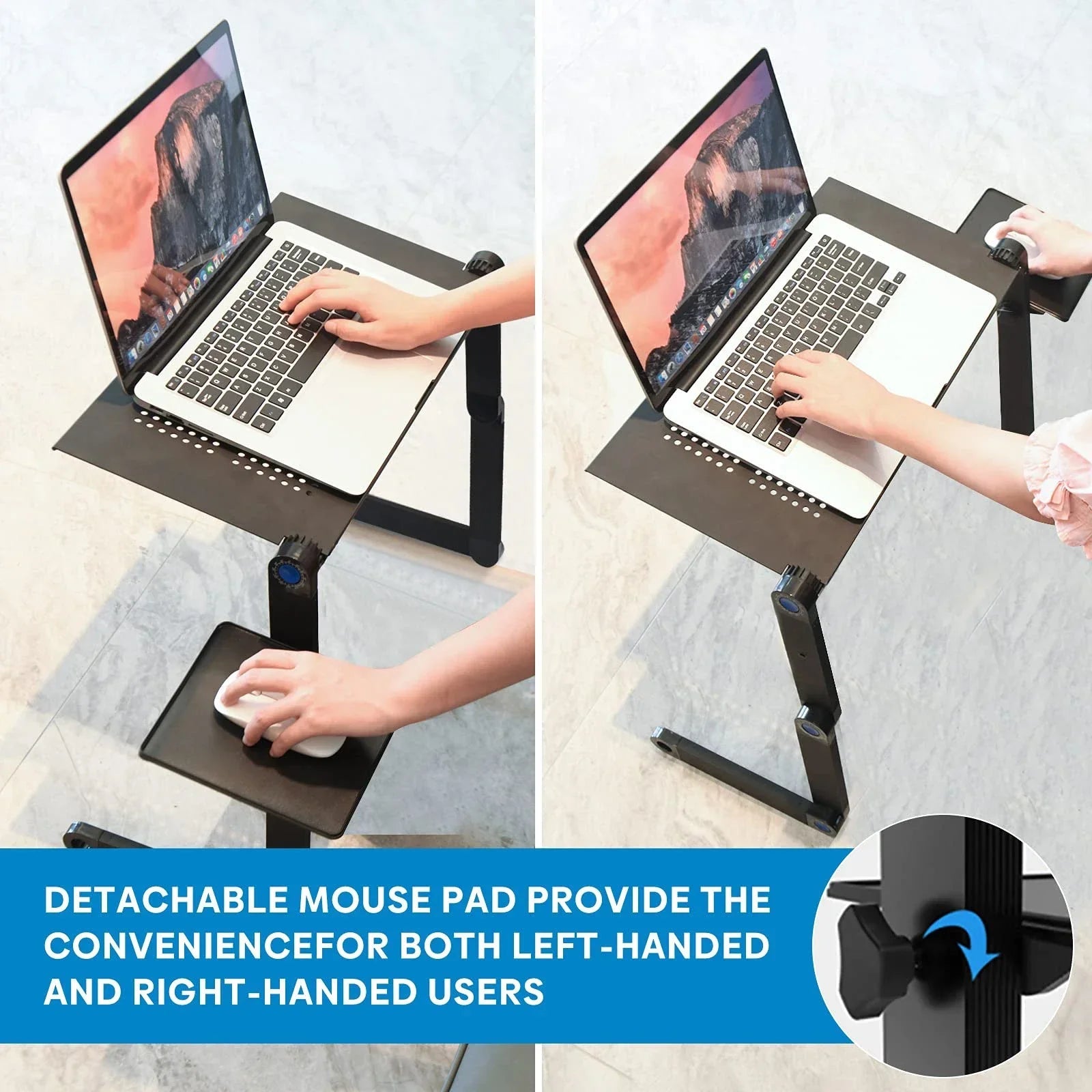 Portable Laptop Table Stand with Mouse Pad - Adjustable Aluminum Cooling Desk for Bed & Desktop - PureShop