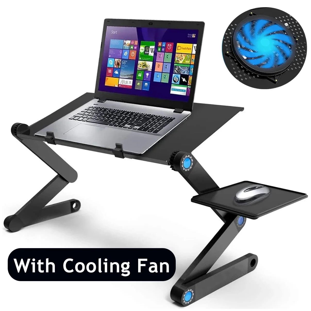 Portable Laptop Table Stand with Mouse Pad - Adjustable Aluminum Cooling Desk for Bed & Desktop - PureShop
