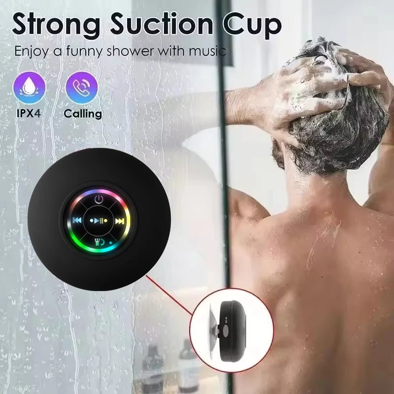 Portable Wireless Bluetooth Speaker LED Light IPX4 Waterproof Loudspeaker Outdoor Bathroom Large Suction Cup Stereo Sound Box - PureShop
