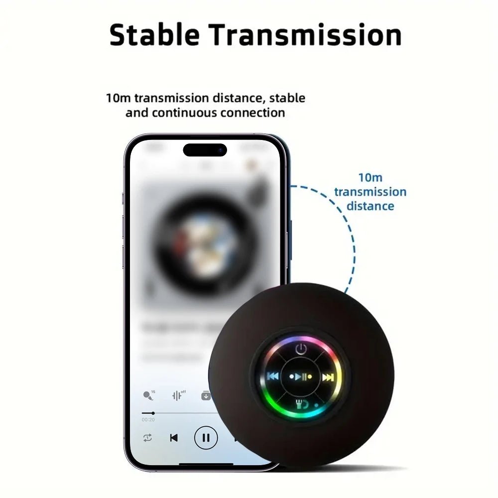 Portable Wireless Bluetooth Speaker LED Light IPX4 Waterproof Loudspeaker Outdoor Bathroom Large Suction Cup Stereo Sound Box - PureShop