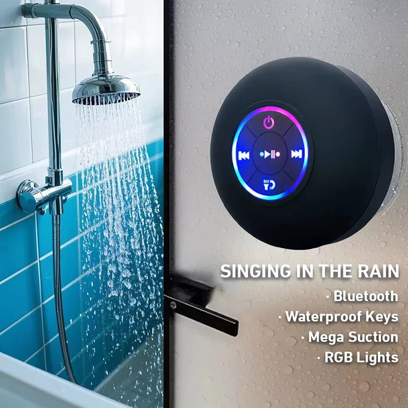 Portable Wireless Bluetooth Speaker LED Light IPX4 Waterproof Loudspeaker Outdoor Bathroom Large Suction Cup Stereo Sound Box - PureShop