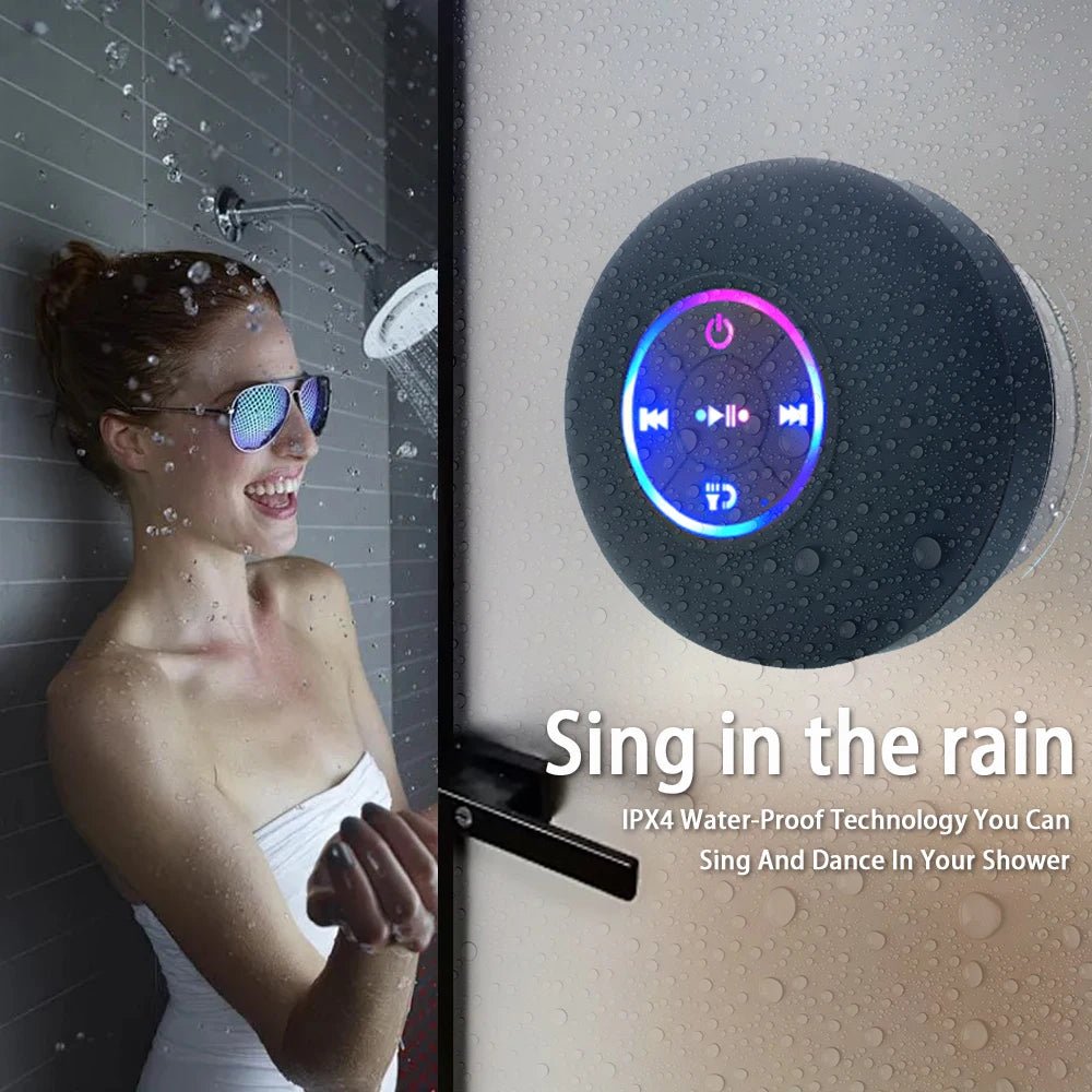 Portable Wireless Bluetooth Speaker LED Light IPX4 Waterproof Loudspeaker Outdoor Bathroom Large Suction Cup Stereo Sound Box - PureShop