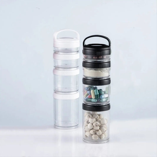 REST Stackable Snack Containers for Kids and Adult, 4 Stackable Snack Cups for School and Travel Transparent Black - PureShop