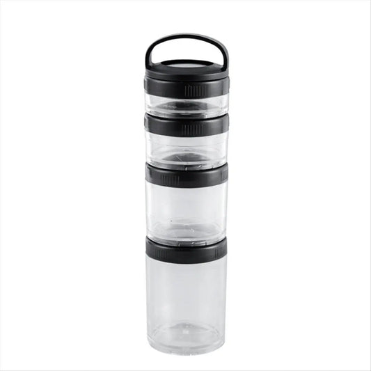 REST Stackable Snack Containers for Kids and Adult, 4 Stackable Snack Cups for School and Travel Transparent Black - PureShop