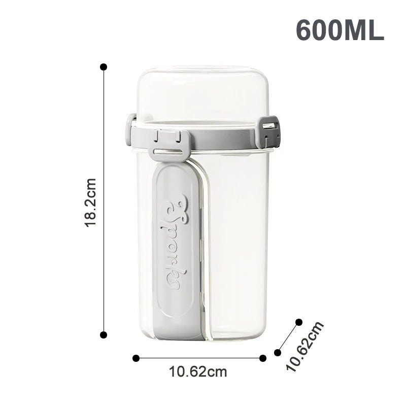 ❤Salad Cup Portable Light Meal Cup, Vegetable Snack Fresh-Keeping Double-Layer Cup With Fork And Spoon Yogurt Cup - PureShop