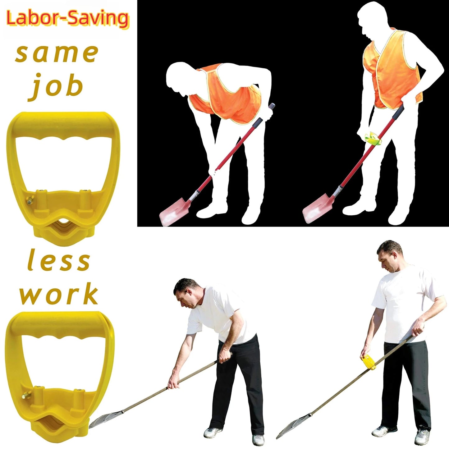 Shovel or Rake labor-saving Handle Attachment Shovel Work with Garden Shovels Rakes, D Grip Ergonomic Handle Replacement - PureShop