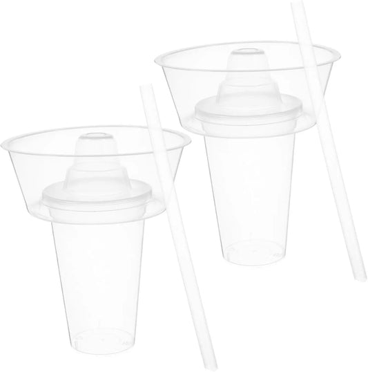 Plastic Snack Cup Set with Straws for Outdoor Use - PureShop