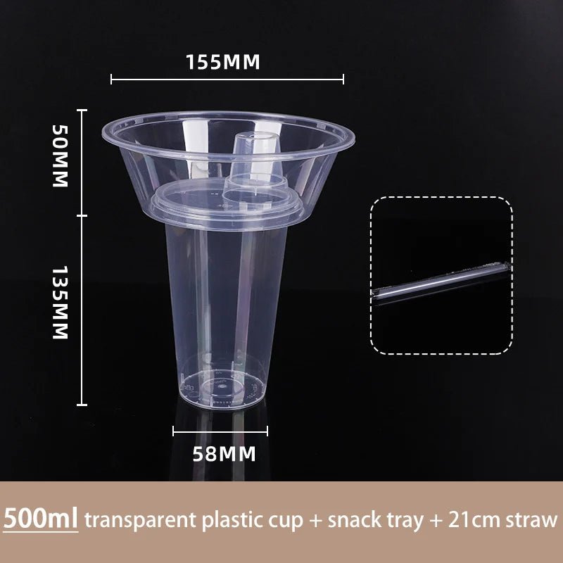 Plastic Snack Cup Set with Straws for Outdoor Use - PureShop