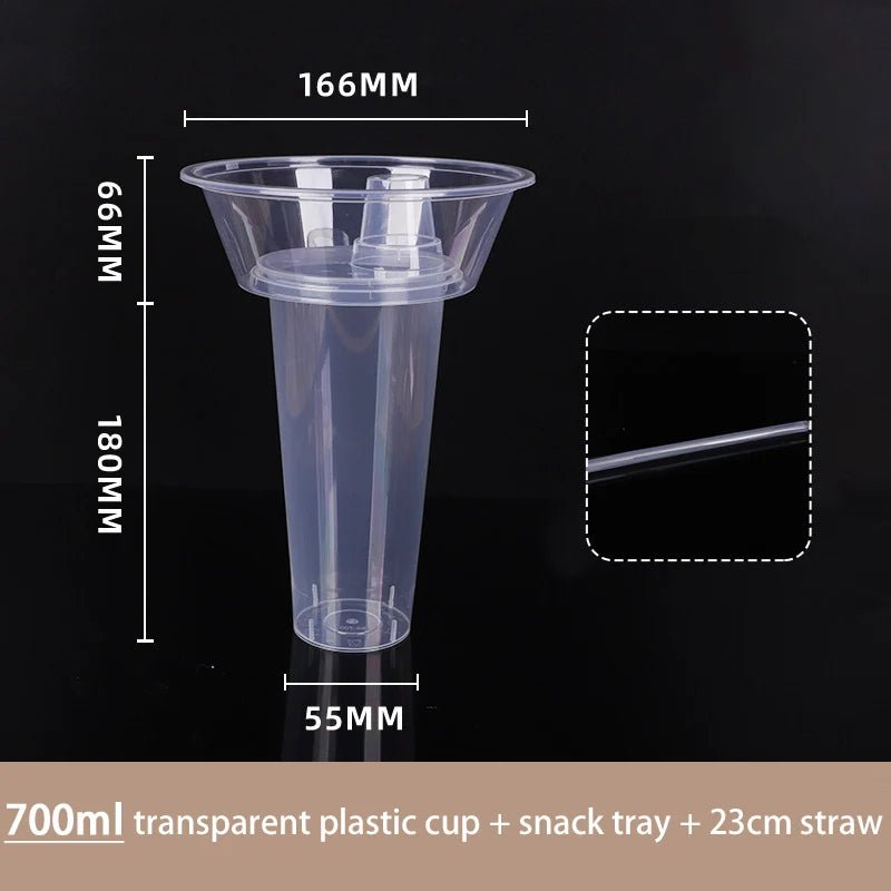 Plastic Snack Cup Set with Straws for Outdoor Use - PureShop