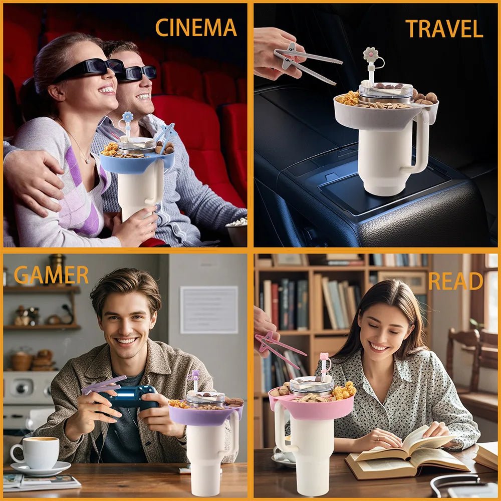 Snack Bowl for Stanley 40oz Tumbler with Handle Snack Tray with 4 Compartment Compatible Outdoor Activities Cup Accessories - PureShop