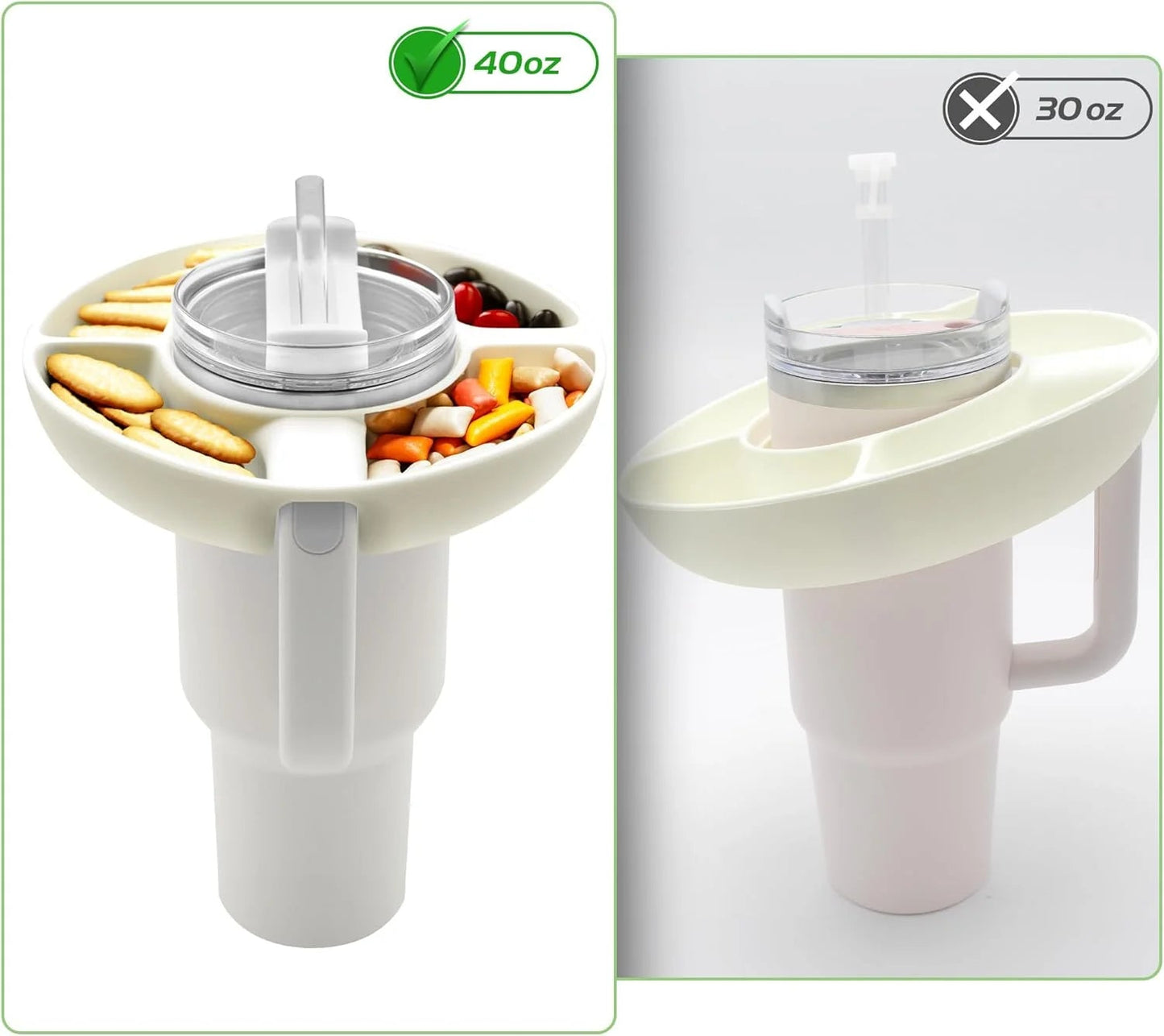 Snack Bowl for Stanley Cup Silicone Snack Tray Compatible with Stanley Cup Quencher 1.0/2.0 40oz Tumbler with Handle - PureShop