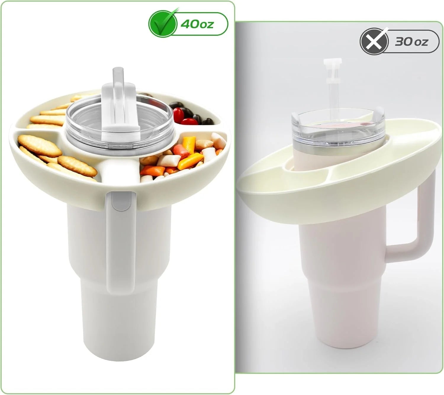 Snack Bowl for Stanley Cup Silicone Snack Tray Compatible with Stanley Cup Quencher 1.0/2.0 40oz Tumbler with Handle - PureShop