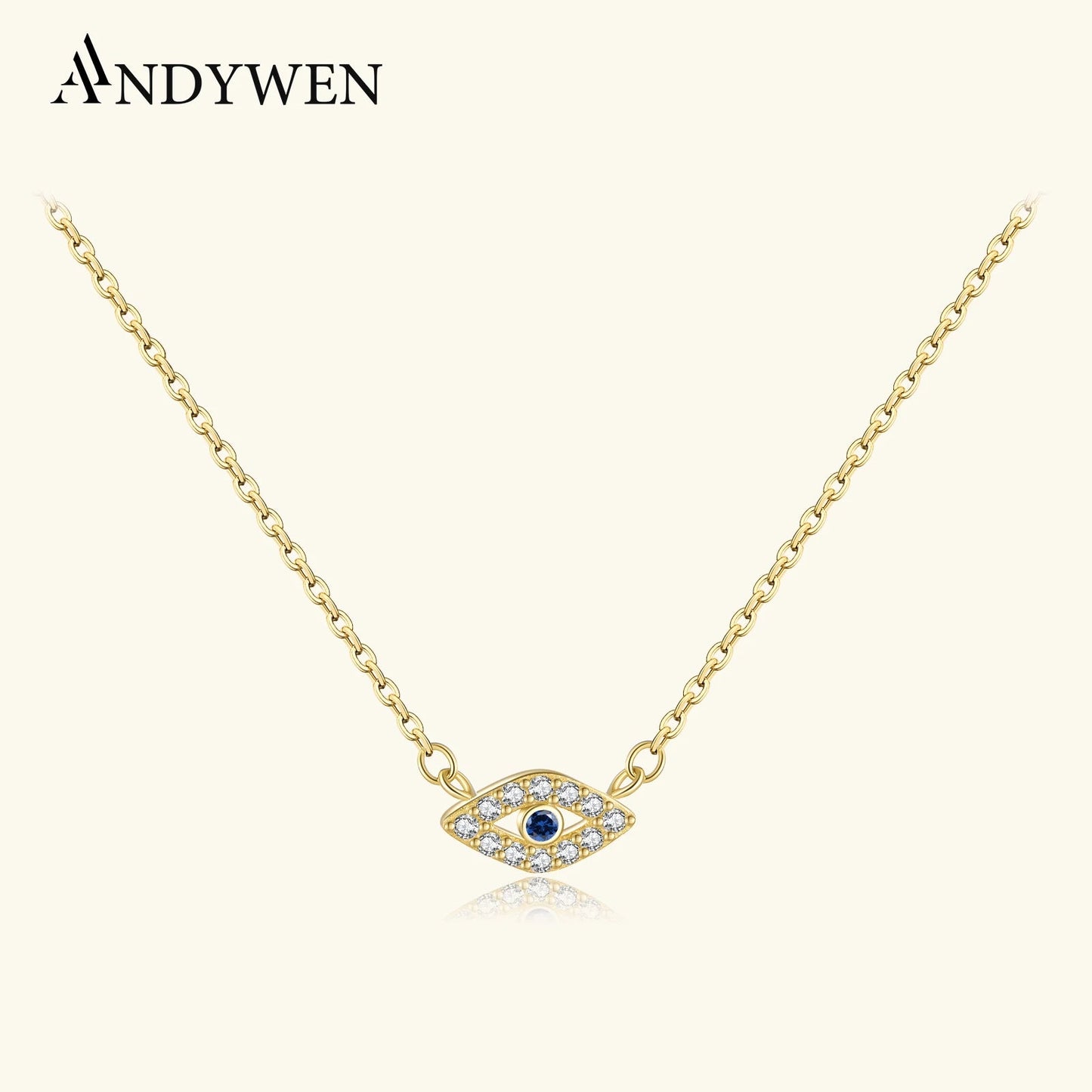 ANDYWEN Winter 925 Sterling Silver Gold Locky Eye Blue - PureShop