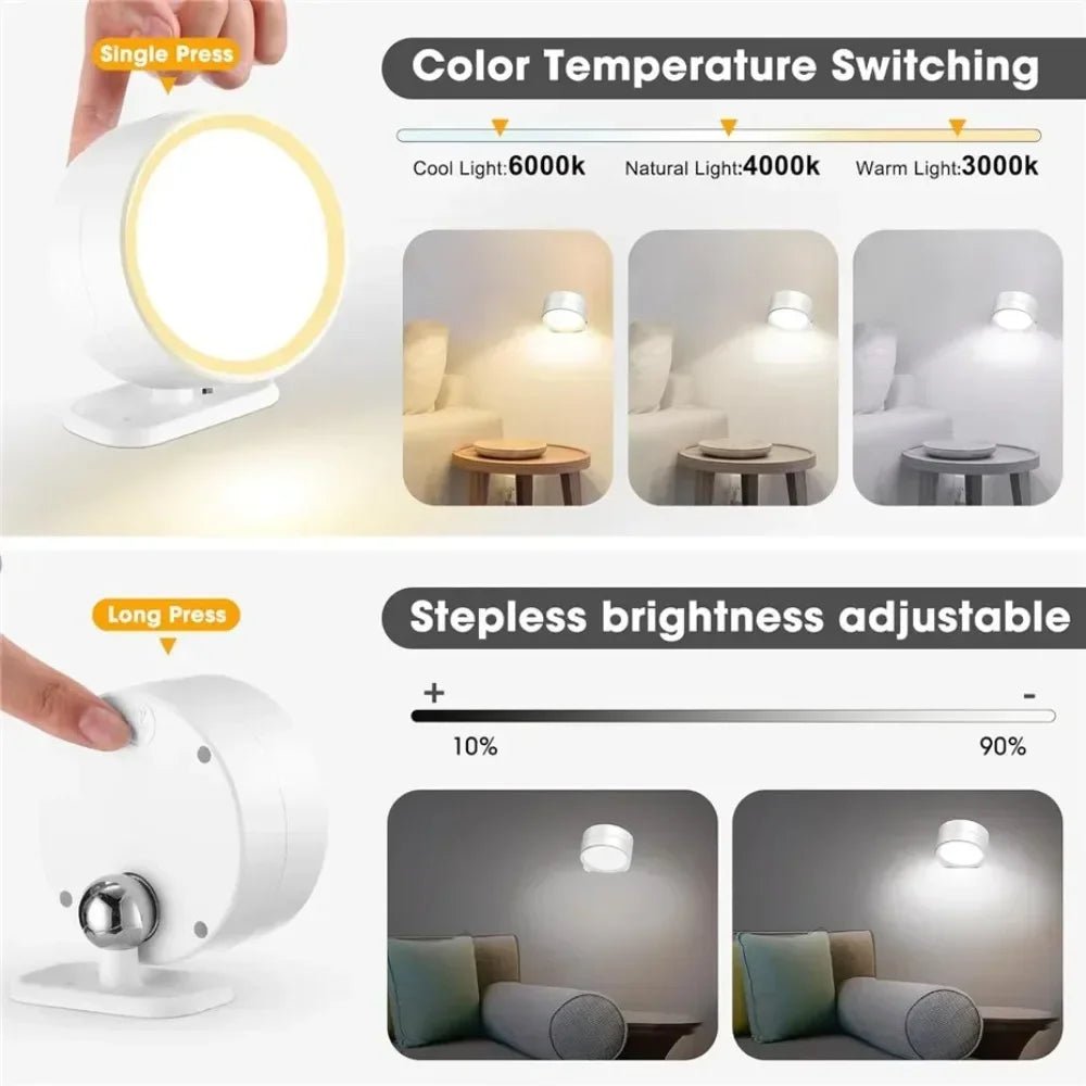 Wall Lights Battery Operated 360° Rotatable Touch Control Wall lamp - PureShop