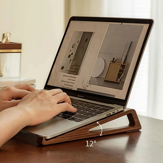 Wooden Laptop Stand-Ergonomic 12° Angle, Cooling Ventilation Design - PureShop