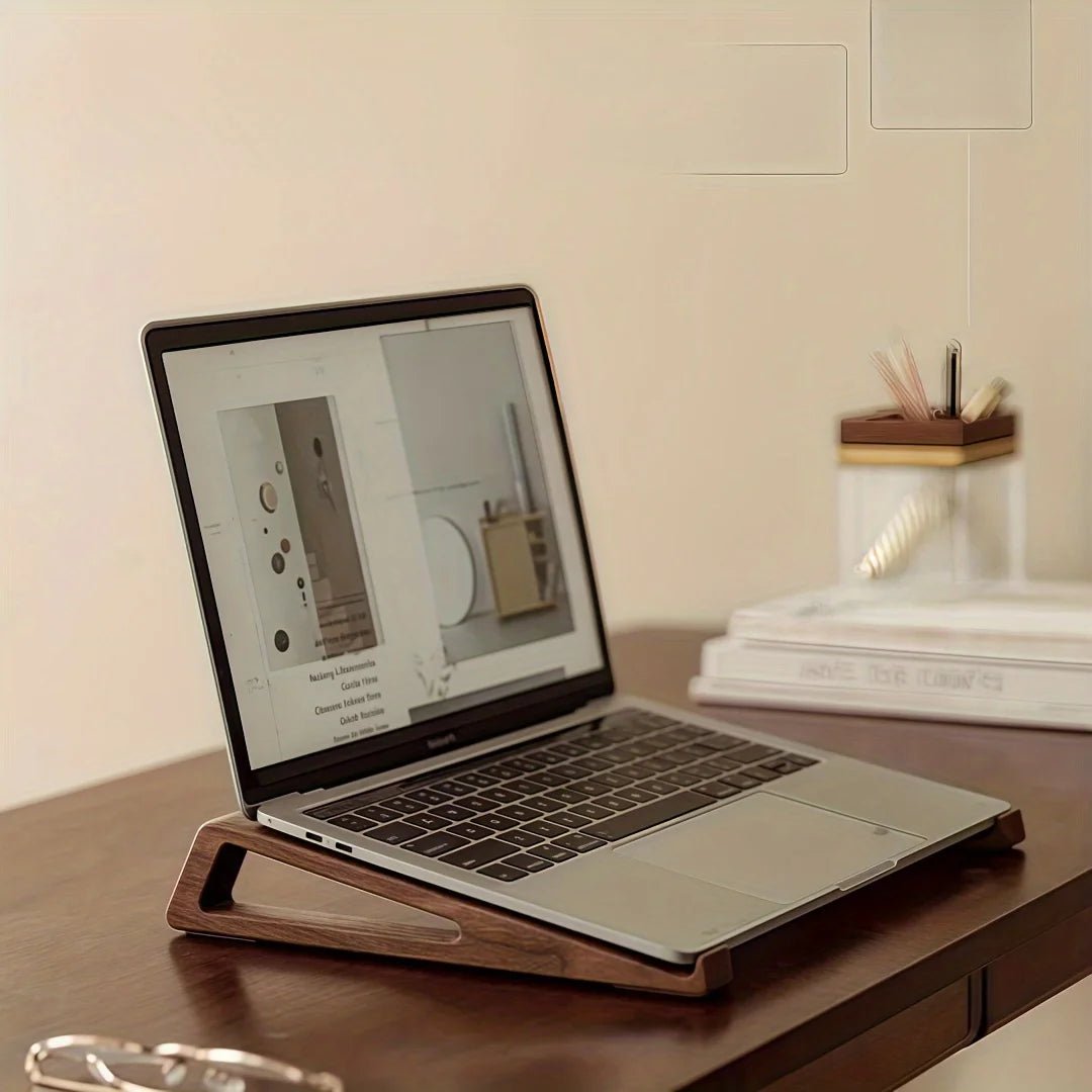 Wooden Laptop Stand-Ergonomic 12° Angle, Cooling Ventilation Design - PureShop